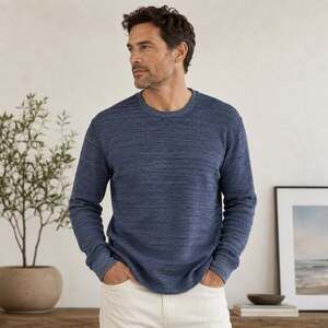 Vince SZ XL Heather Thermal Long Sleeve Crew Neck Shirt Coastal Blue $175